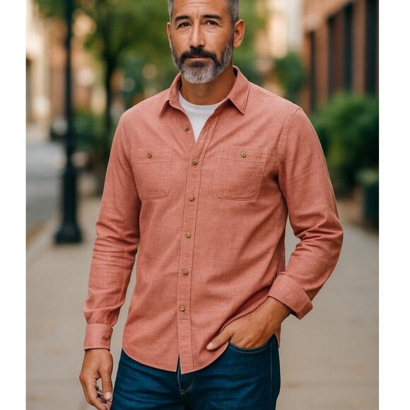 Weatherproof Vintage Men's Shirt SZ L Button Down Variegated Red Long Sleeve - Picture 1 of 9